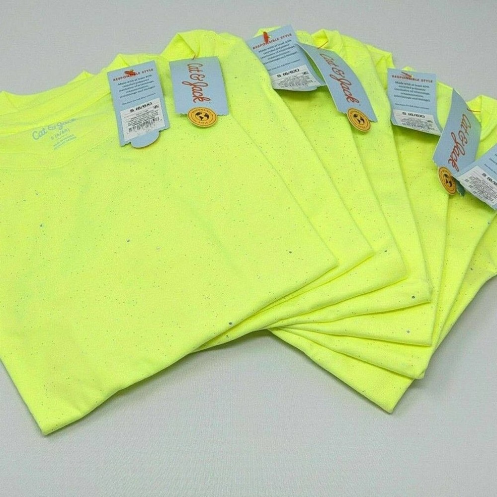 Lot of 9 Case Packed Yellow Sparkle Tee Cat & Jack Kids